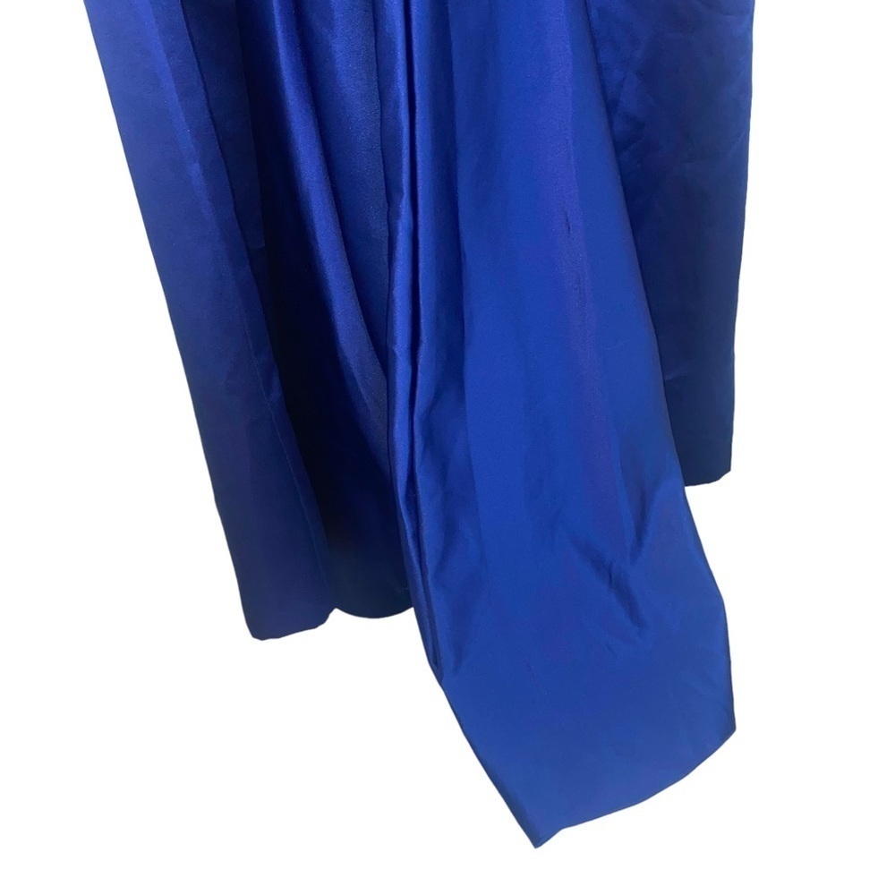 David's Bridal Strapless A line Royal Blue Cascading Train Maxi Dress - Picture 8 of 12